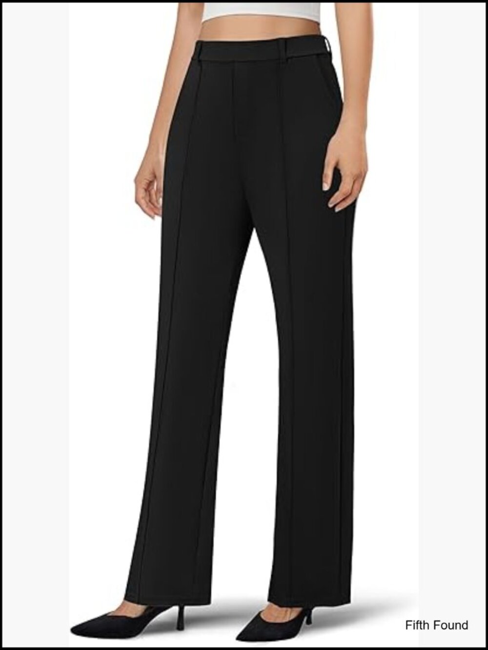 Wide Leg Dress Pants High Waisted Stretchy Work Trousers Pull On Slacks